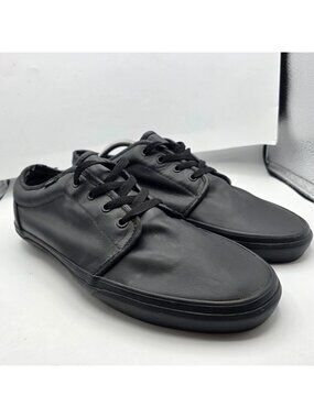 Vans 106 Vulcanized Mens Size 13 Black Triple Black Leather Shoes Walking Skate